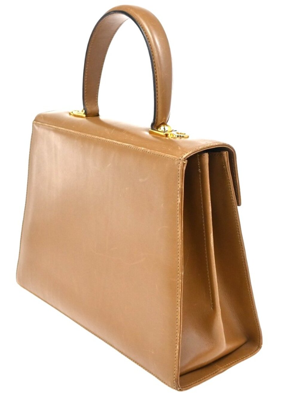 Salvatore Ferragamo Gancini Top Handle Bag Leather Brown GHW Italy 61CA782 - Picture 4 of 16